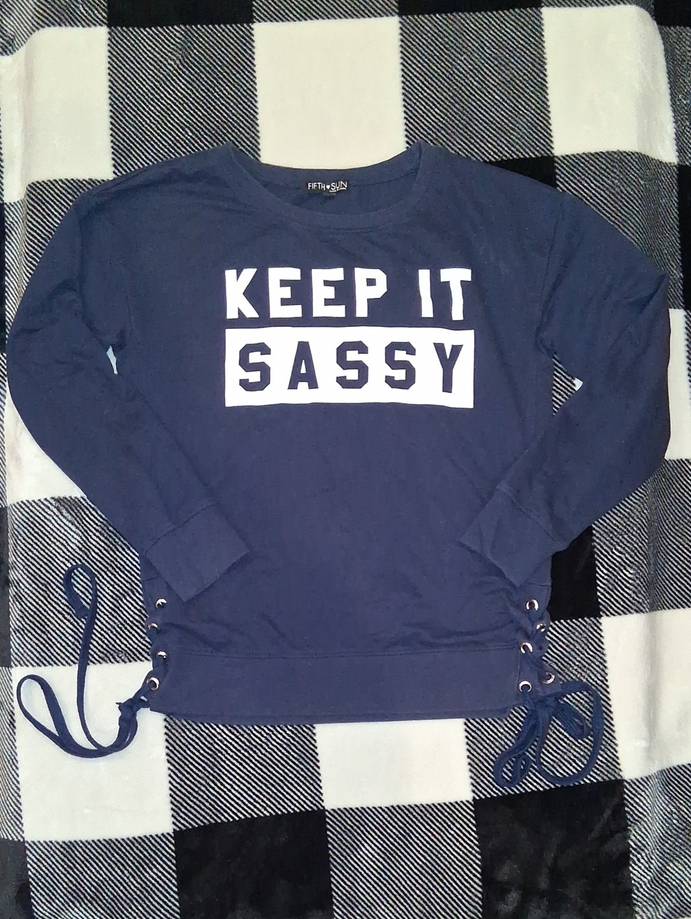 Fifth Sun Navy 'Keep It Sassy' Crewneck Sweatshirt